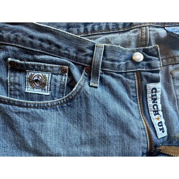 Cinch “Cinch-Up” Men’s Distressed Jeans Size 33x36 Ranchcore Western Wear Cowboy - Picture 3 of 9